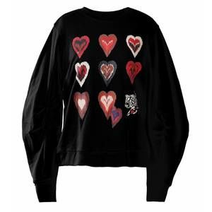 NEW EMILY LOVELOCK women's jemma hearts sweatshirt in black